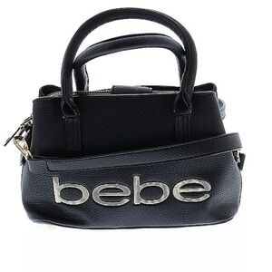 Bebe Black Satchel with Silver Logo